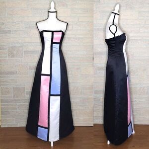 VTG Gunne Sax by Jessica McClintock Geometric Strapless Formal Gown